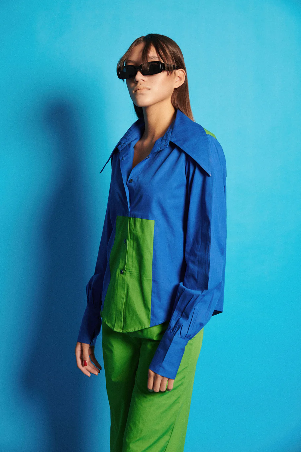Rectangular Block Poplin Shirt Pant Set - Image 2