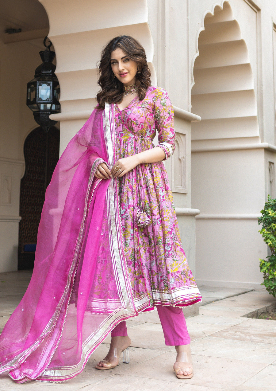 Yelena Chanderi Angrakha Suit Set - Image 4