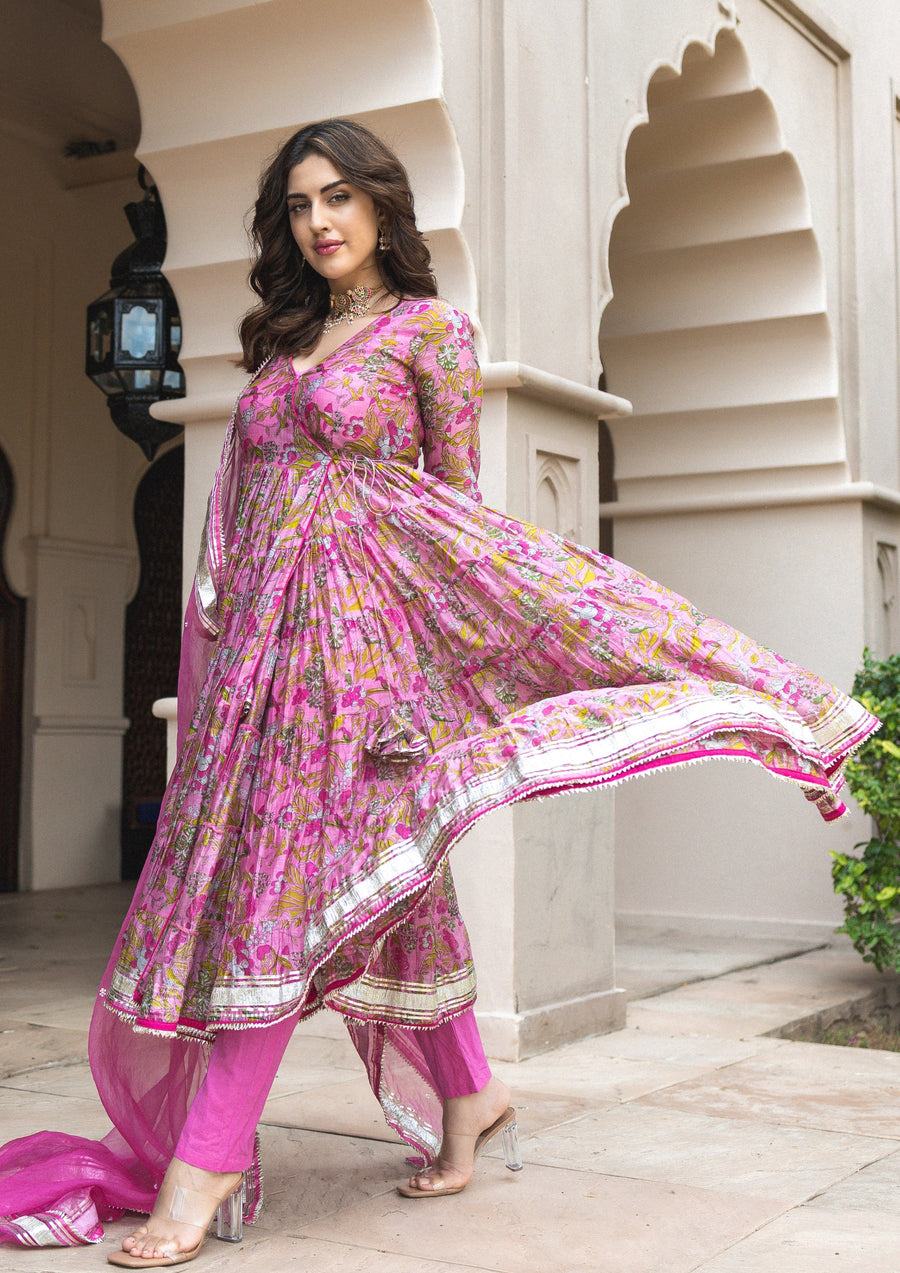 Yelena Chanderi Angrakha Suit Set - Image 3